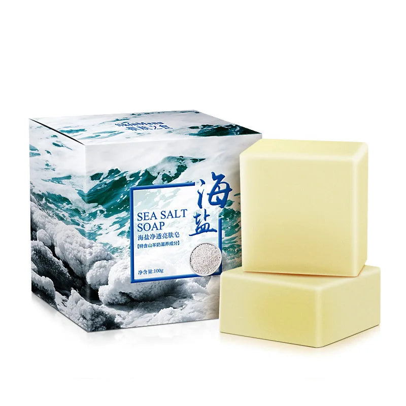 Sea Salt Soap Whitening Moisturizing Wash Base Removal Pimple Pores Acne Treatment Face Care Wash Basis Soap Shower