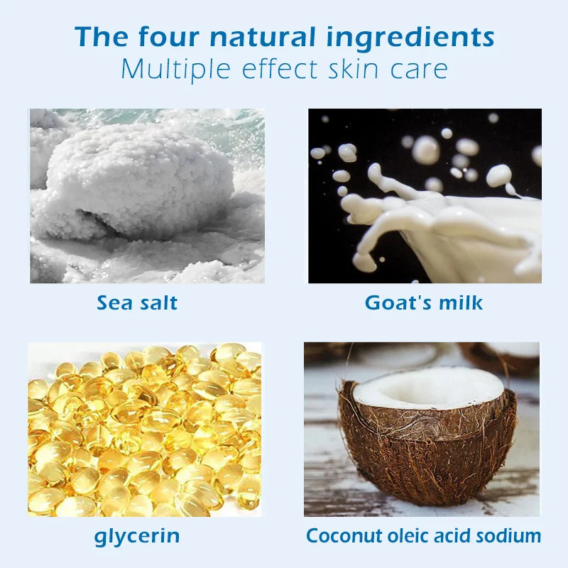 Sea Salt Soap Whitening Moisturizing Wash Base Removal Pimple Pores Acne Treatment Face Care Wash Basis Soap Shower