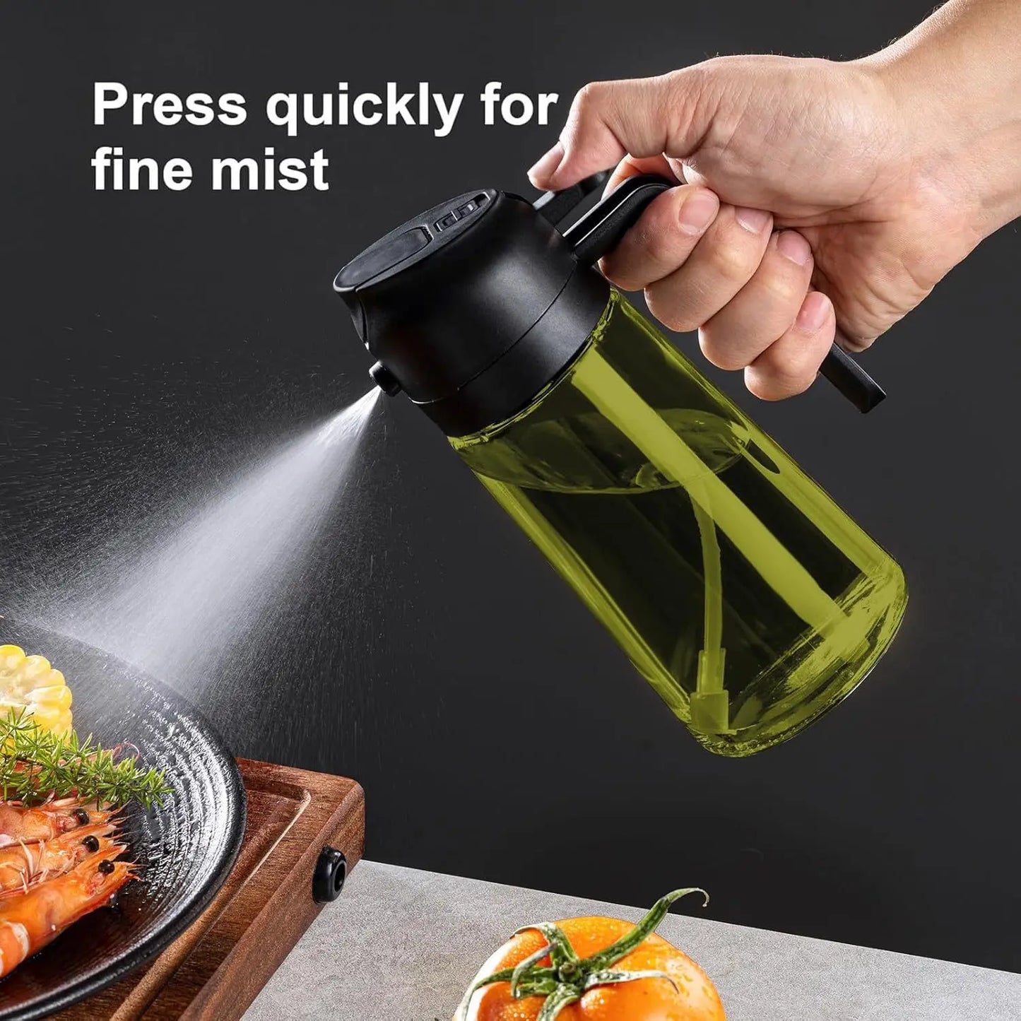 2-in-1 Dark Glass Oil Sprayer Olive Oil Dispenser Black Lightproof Oil Sprayer for Cooking Salads and Barbecues Barbecue Tools