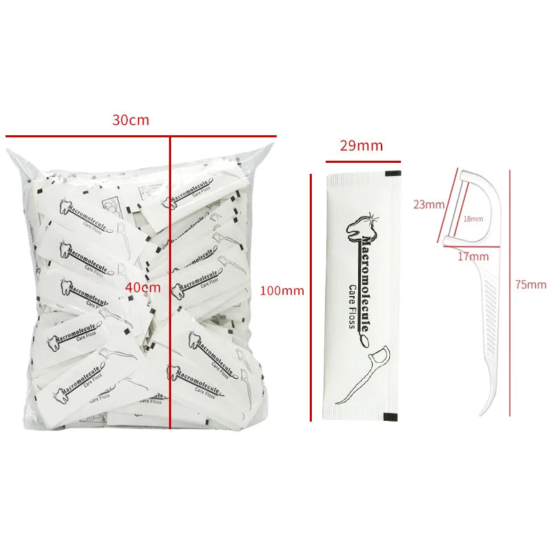 100PCs Dental Floss Toothpick Disposable Dental Floss Sticks Hotel Travel Family Dental Floss With Toothpick individual packing