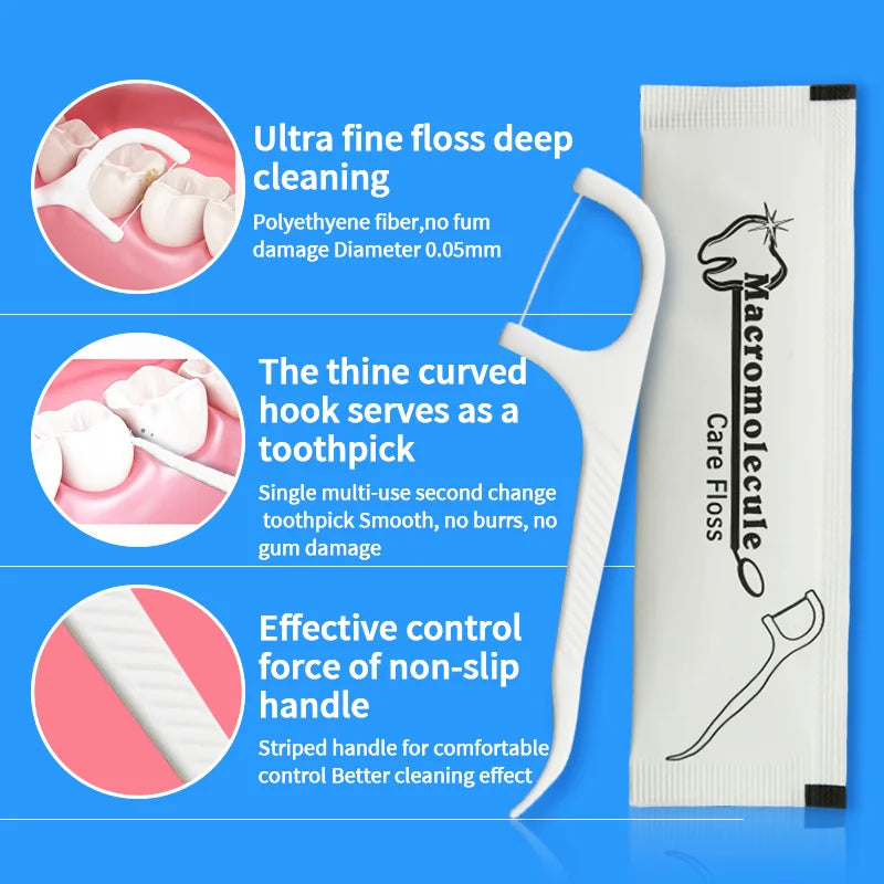 100PCs Dental Floss Toothpick Disposable Dental Floss Sticks Hotel Travel Family Dental Floss With Toothpick individual packing