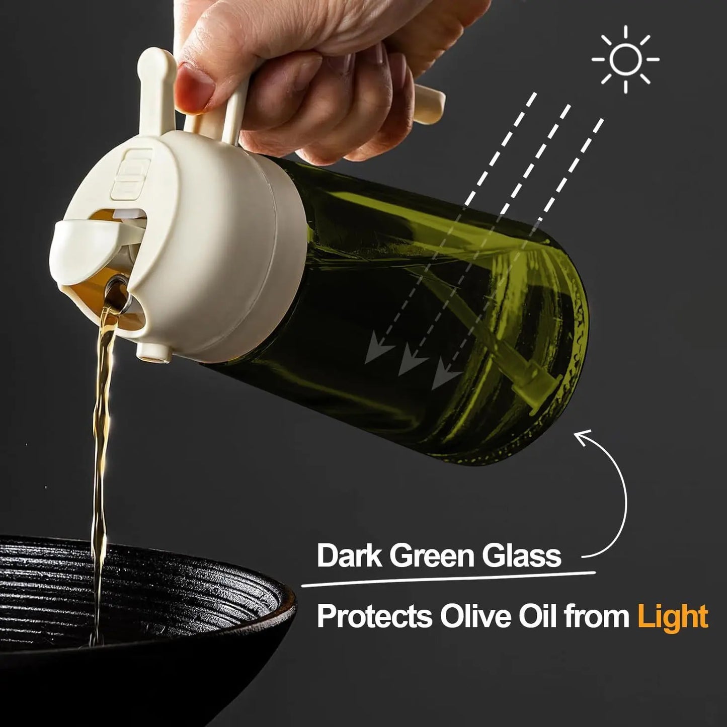 2-in-1 Dark Glass Oil Sprayer Olive Oil Dispenser Black Lightproof Oil Sprayer for Cooking Salads and Barbecues Barbecue Tools