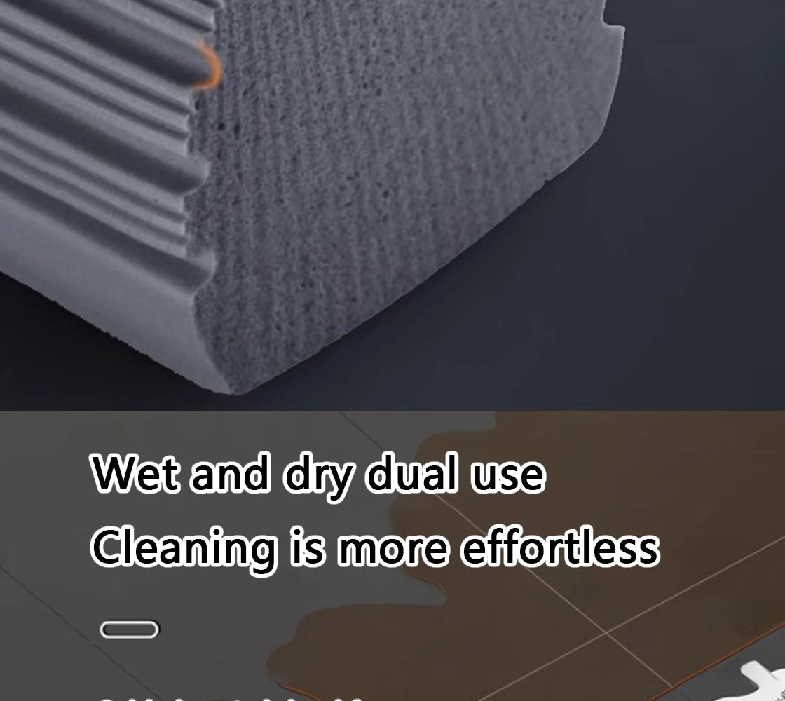 Squeezed Self Draining Rubber Cotton Mop Hand Free Magic Self-Cleaning Flat Mop Reusable Sponge Household Floor Cleaning Tool