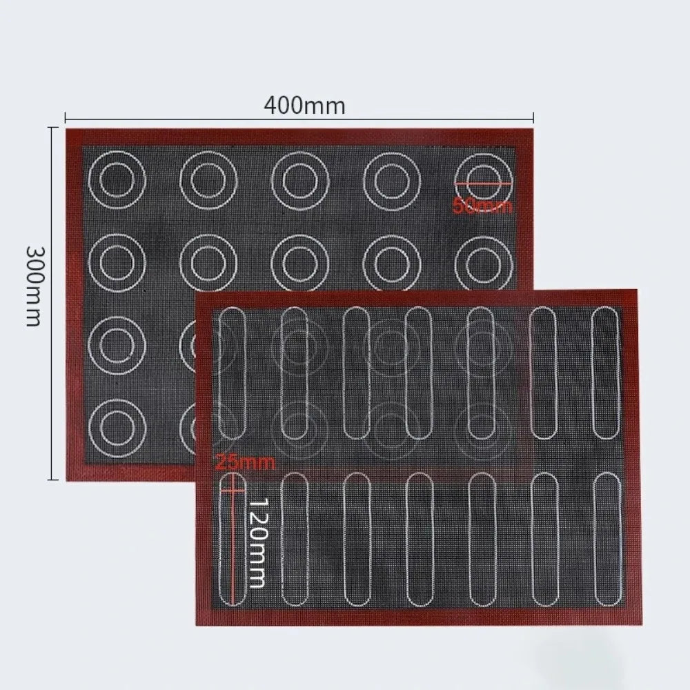Silicone 30x40cm Two Sided In One Printing Macaroon Puff Baking Mat Non Stick Pastry Oven Cake Perforated Sheet Liner Mat