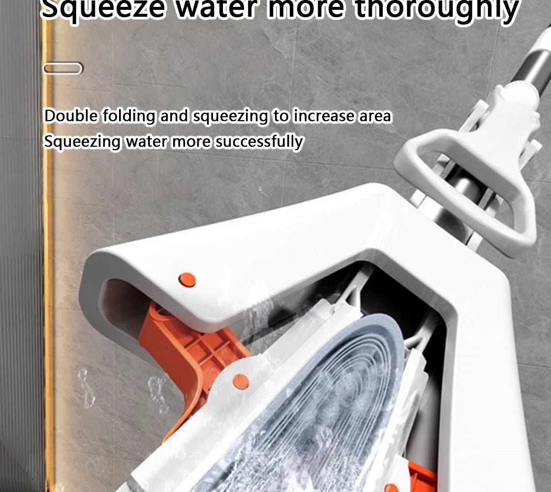 Squeezed Self Draining Rubber Cotton Mop Hand Free Magic Self-Cleaning Flat Mop Reusable Sponge Household Floor Cleaning Tool