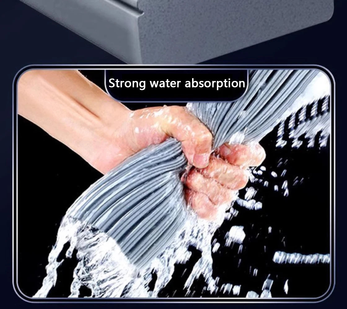 Squeezed Self Draining Rubber Cotton Mop Hand Free Magic Self-Cleaning Flat Mop Reusable Sponge Household Floor Cleaning Tool