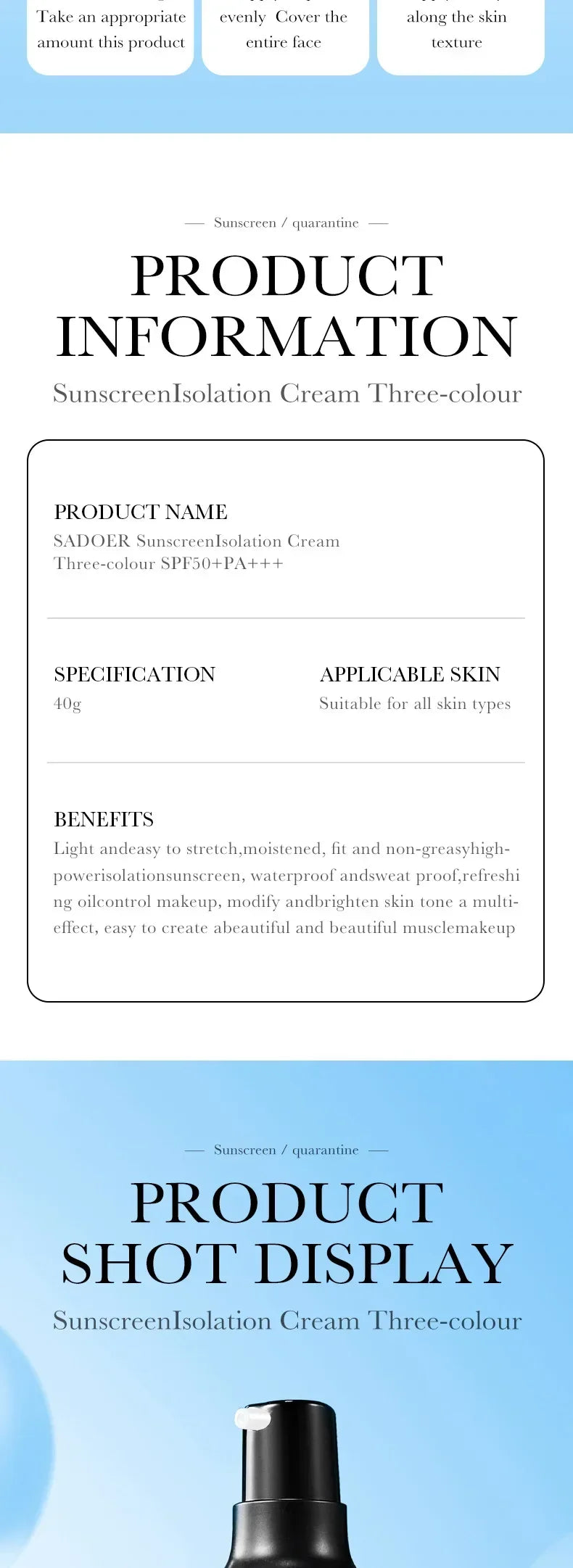 SPF50+ Makeup Primer Moisturizing Isolation Cream Invisible Pores Facial Base Brighten Correcting Skin Tone Refreshing Cosmetics