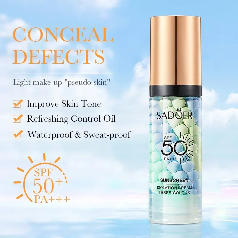 SPF50+ Makeup Primer Moisturizing Isolation Cream Invisible Pores Facial Base Brighten Correcting Skin Tone Refreshing Cosmetics