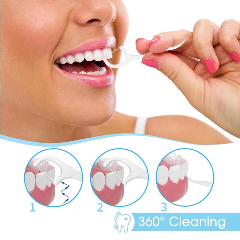 100PCs Dental Floss Toothpick Disposable Dental Floss Sticks Hotel Travel Family Dental Floss With Toothpick individual packing