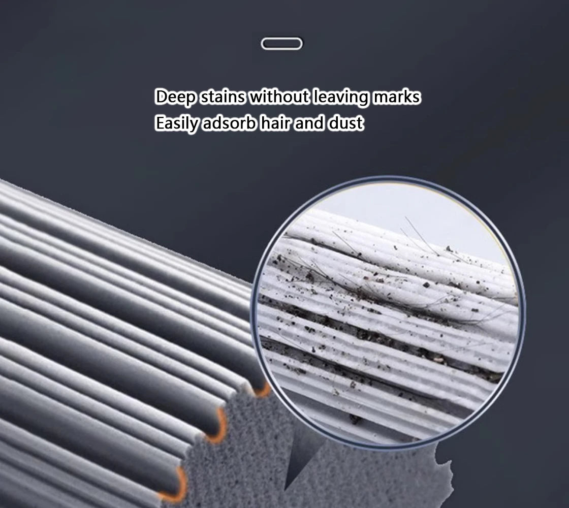 Squeezed Self Draining Rubber Cotton Mop Hand Free Magic Self-Cleaning Flat Mop Reusable Sponge Household Floor Cleaning Tool