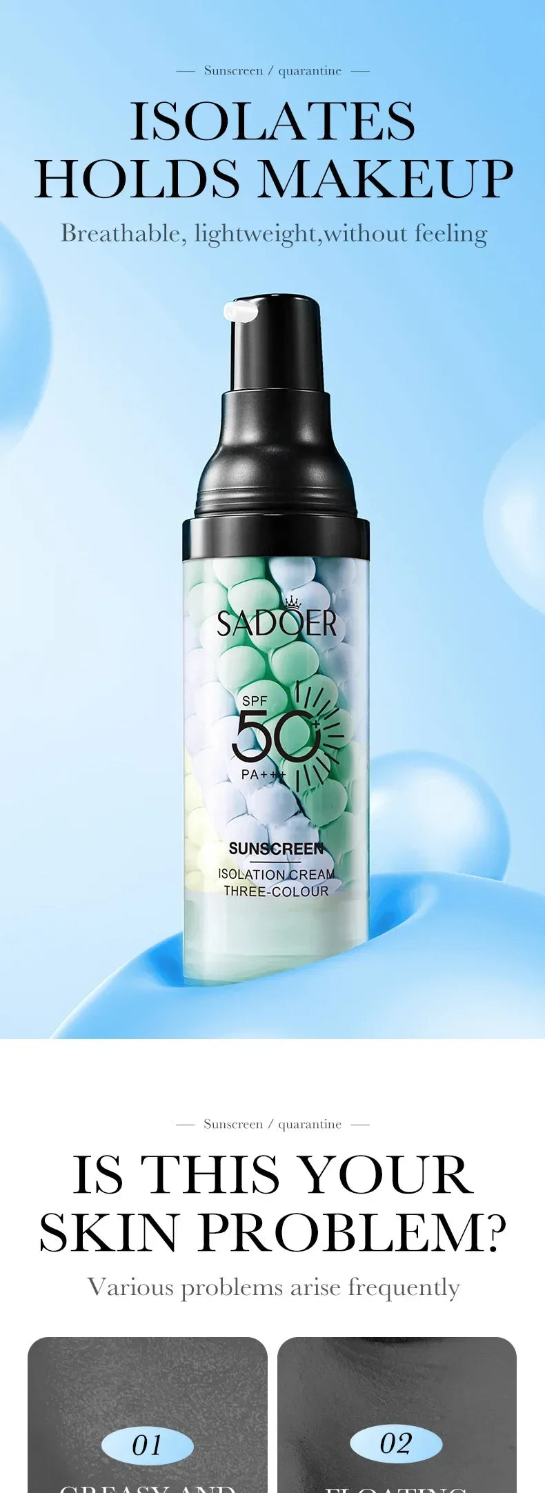 SPF50+ Makeup Primer Moisturizing Isolation Cream Invisible Pores Facial Base Brighten Correcting Skin Tone Refreshing Cosmetics