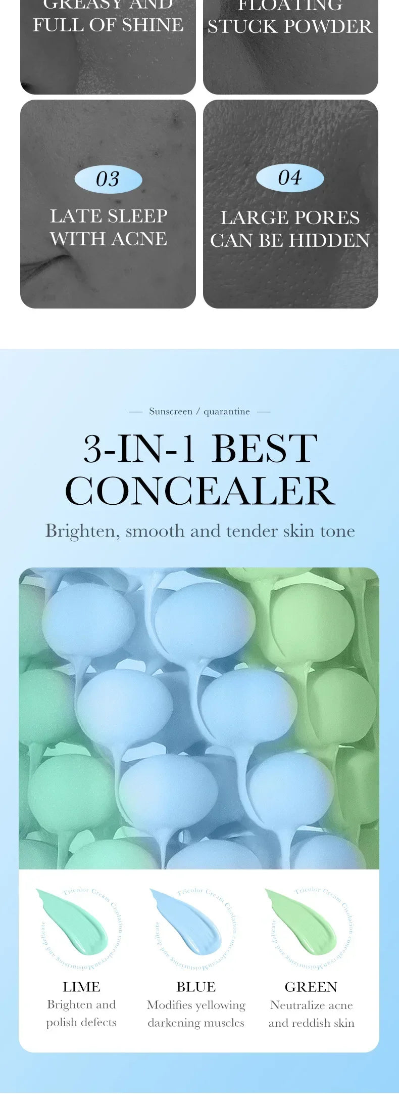 SPF50+ Makeup Primer Moisturizing Isolation Cream Invisible Pores Facial Base Brighten Correcting Skin Tone Refreshing Cosmetics