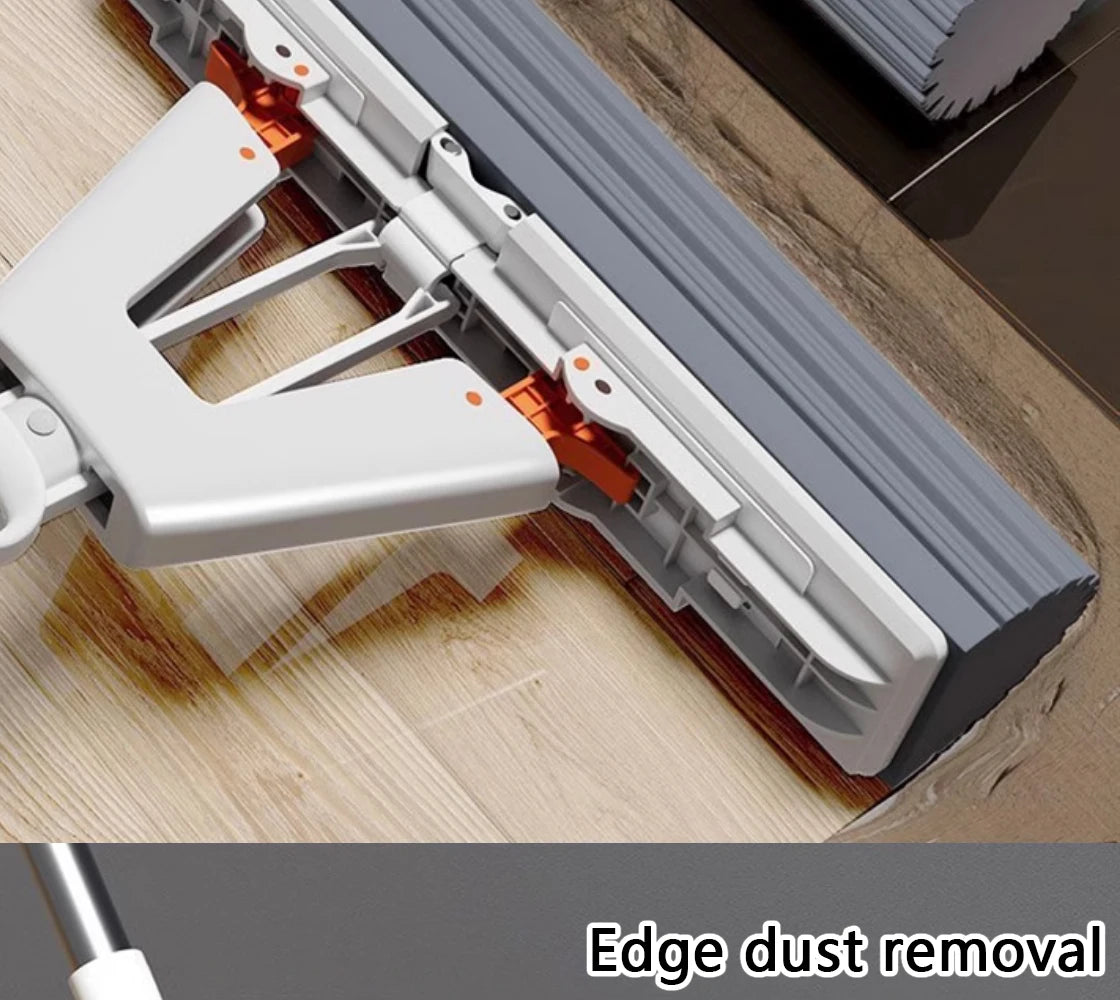 Squeezed Self Draining Rubber Cotton Mop Hand Free Magic Self-Cleaning Flat Mop Reusable Sponge Household Floor Cleaning Tool