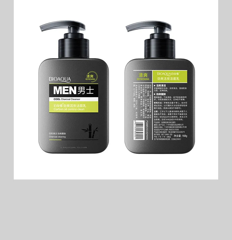 BIOAQUA Men's Charcoal Facial Cleanser Cleaning Exfoliating Face Cleaner Wash Scrub Skincare Korean Cosmetics Skin Care Products