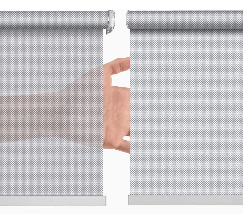 Decopedia Roller Blinds for Windows Motorized Cordless Smart Window Blinds Blackout Roller Day and Night Curtain for Living Room
