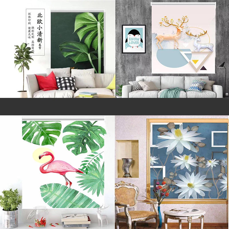 Decopedia Roller Blinds for Windows Motorized Cordless Smart Window Blinds Blackout Roller Day and Night Curtain for Living Room