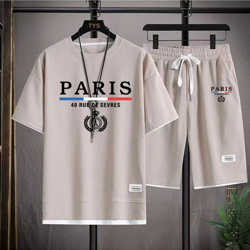 Men's and women's short sleeved sportswear, casual, breathable and comfortable shorts, summer, 2024