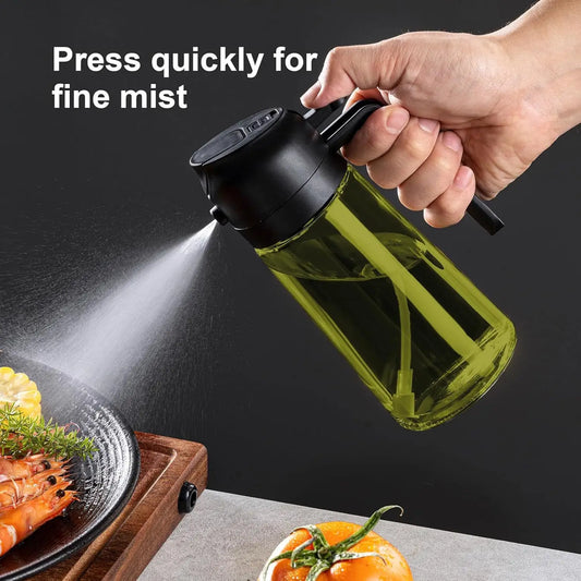 2-in-1 Dark Glass Oil Sprayer Olive Oil Dispenser Black Lightproof Oil Sprayer for Cooking Salads and Barbecues Barbecue Tools
