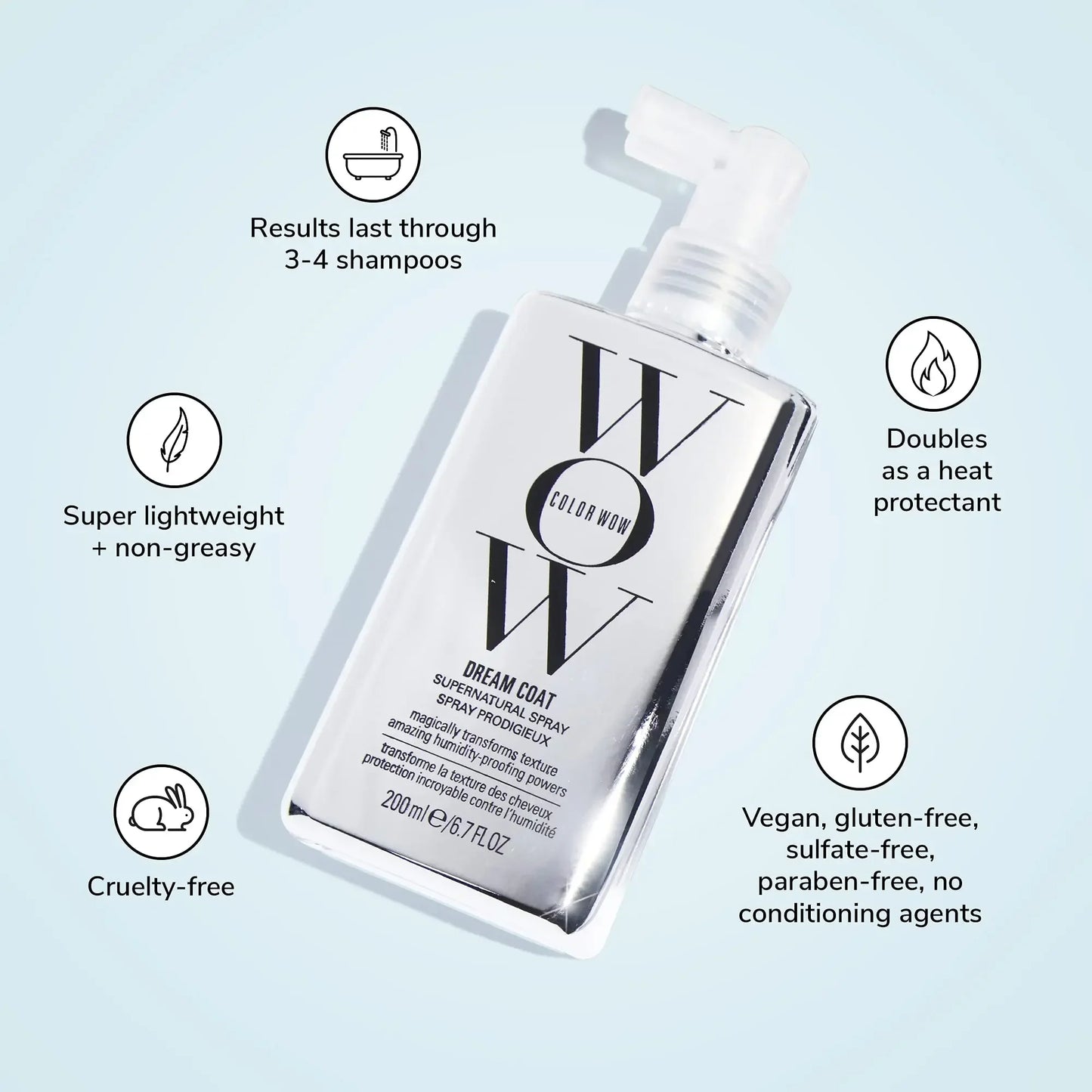 200ml COLOR WOW Dream Coat Original Hair Mask Anti-frizz Spray Softening Conditioner Treatment Block Out Moisture Banish Frizz