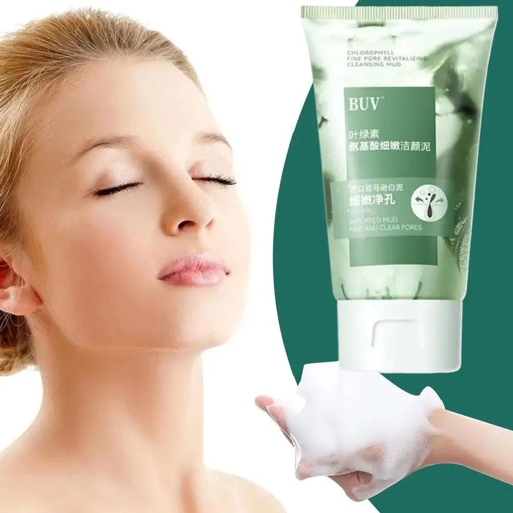 Facial Cleanser Foam Chlorophyll Amino Acid Facial Cleanser Moisturizing Oil Control Exfoliating Shrink Pores Skin Care Product