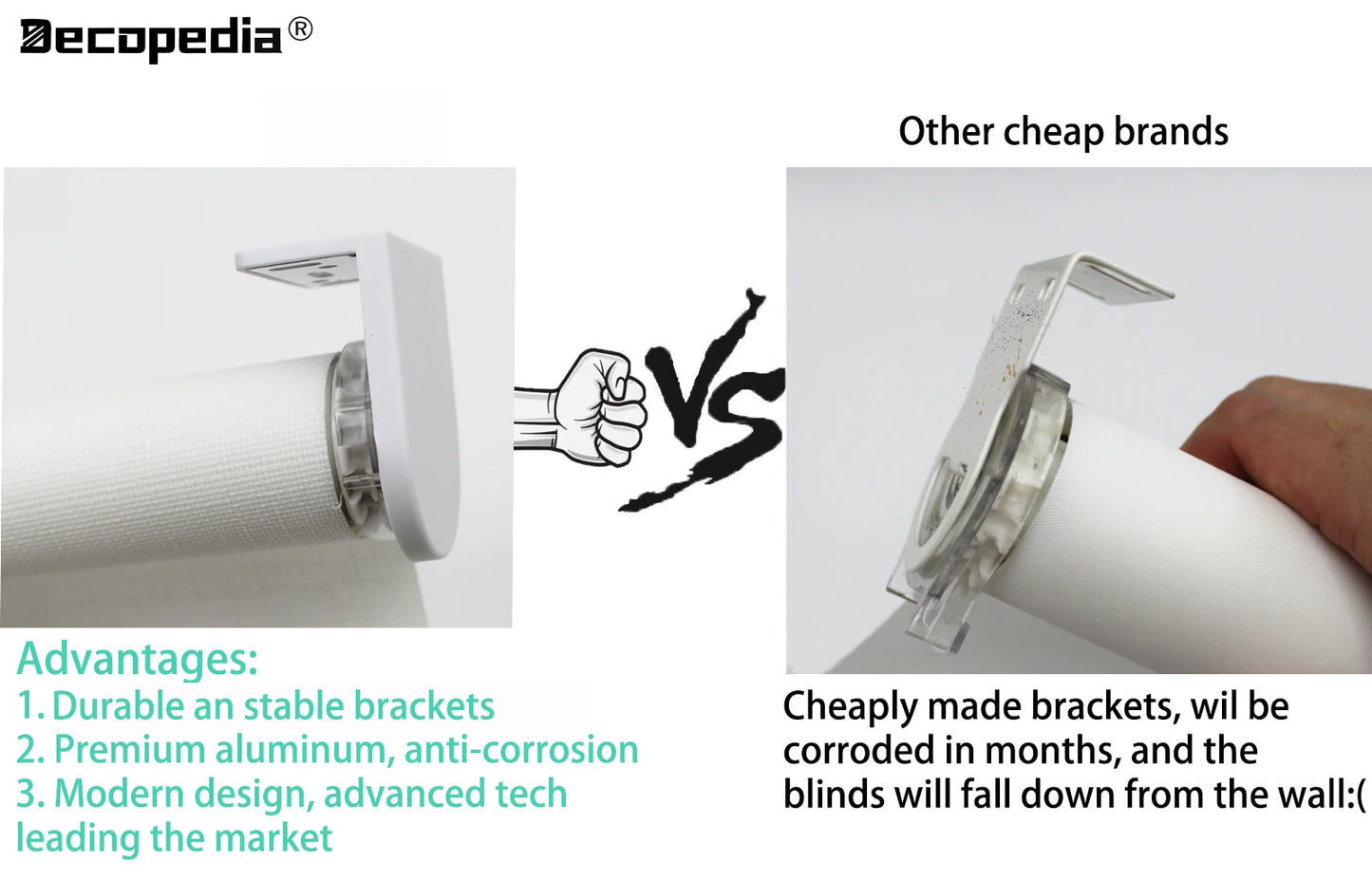 Decopedia Roller Blinds for Windows Motorized Cordless Smart Window Blinds Blackout Roller Day and Night Curtain for Living Room