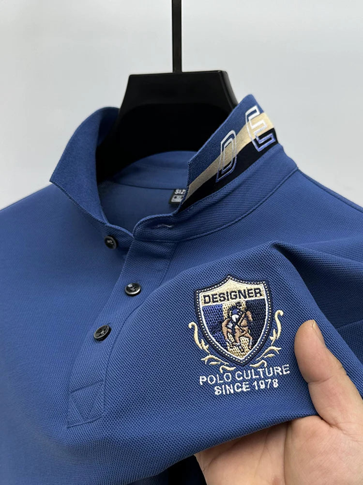 High End Luxury Brand Designer Embroidered Men's Polo Short Sleeved Summer Cotton Loose Casual Business Lapel Korean New Top
