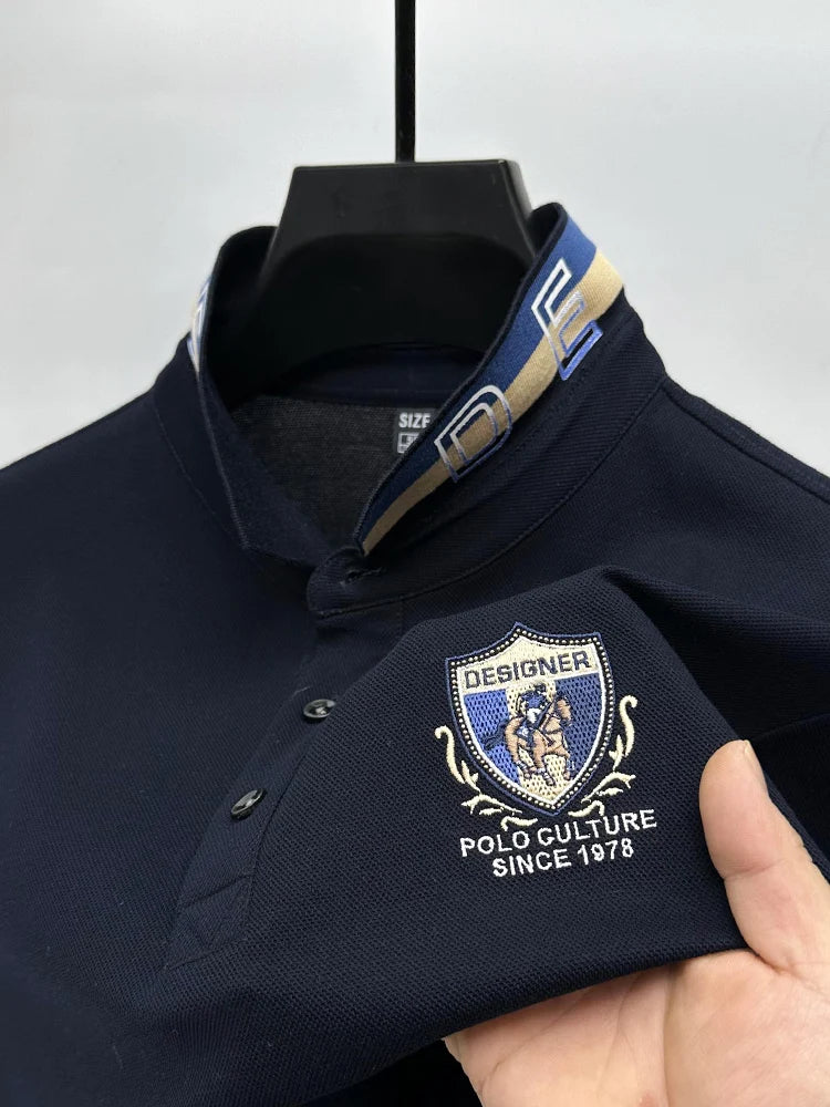 High End Luxury Brand Designer Embroidered Men's Polo Short Sleeved Summer Cotton Loose Casual Business Lapel Korean New Top