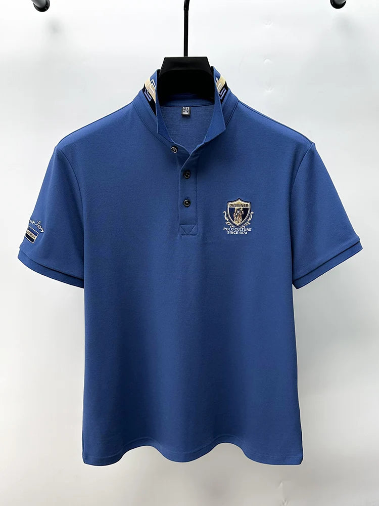 High End Luxury Brand Designer Embroidered Men's Polo Short Sleeved Summer Cotton Loose Casual Business Lapel Korean New Top