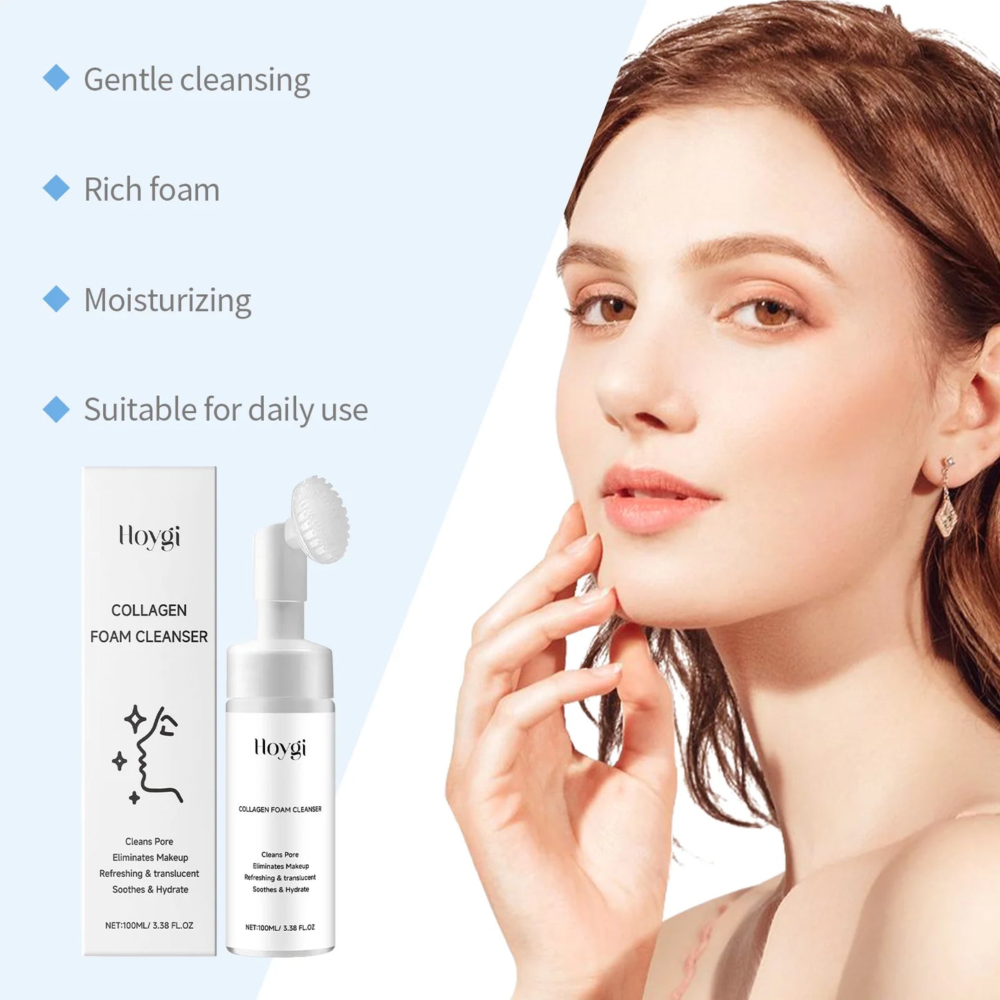 Collagen Facial Cleanser Mousse Deep Cleansing Skincare Controls Oil Moisturizing Firming Face Wash Foam Cleanser Skin Care