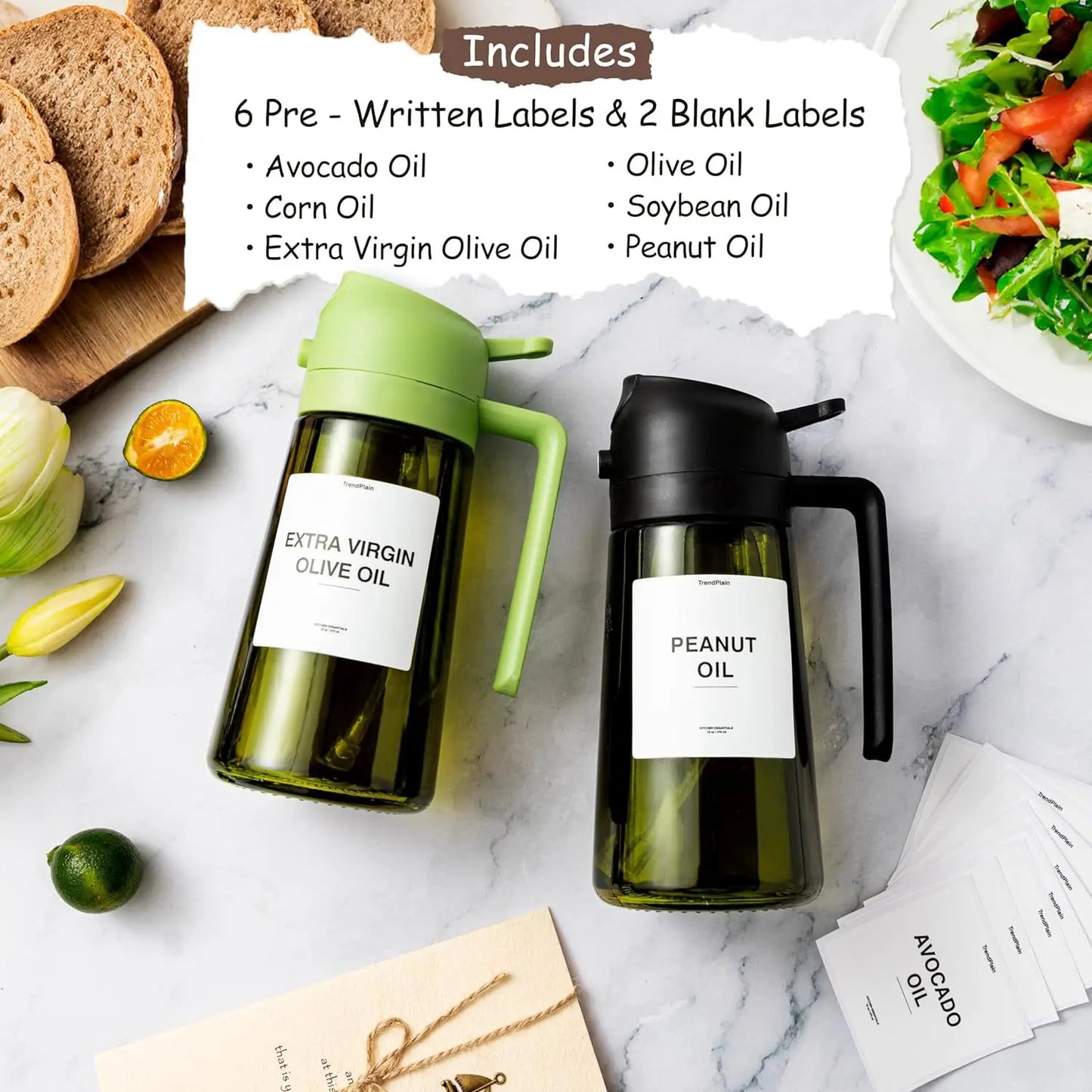 2-in-1 Dark Glass Oil Sprayer Olive Oil Dispenser Black Lightproof Oil Sprayer for Cooking Salads and Barbecues Barbecue Tools