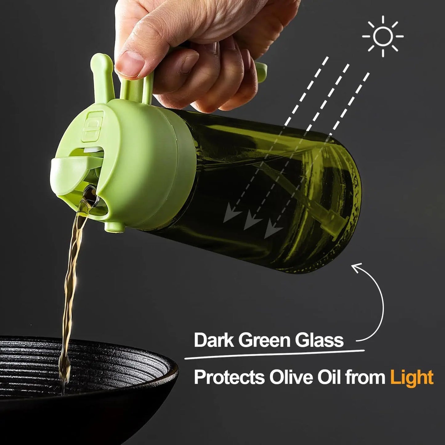2-in-1 Dark Glass Oil Sprayer Olive Oil Dispenser Black Lightproof Oil Sprayer for Cooking Salads and Barbecues Barbecue Tools