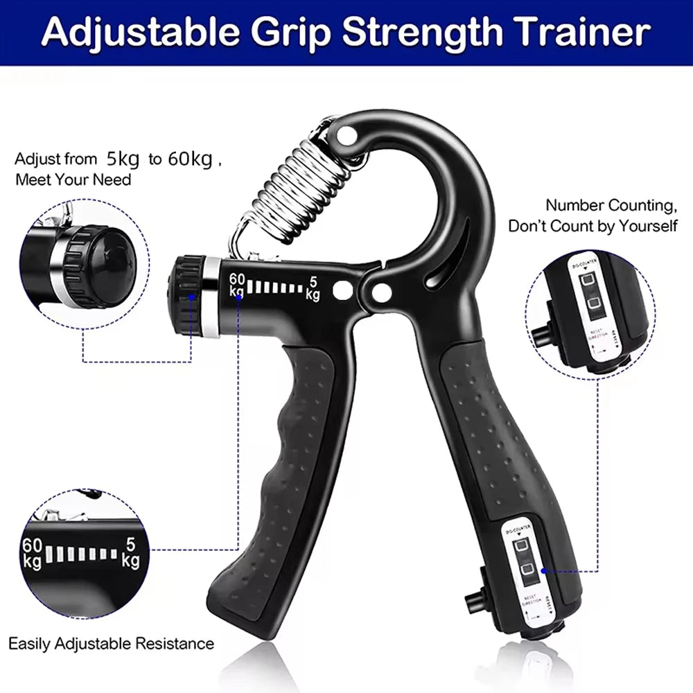 5-60kg Adjustable Hand Gripper Strengthener Hand Grip Trainer With Counter Wrist Forearm And Hand Exerciser For Muscle Building