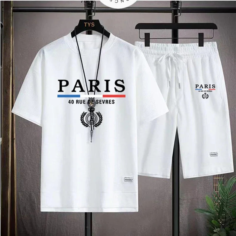 Men's and women's short sleeved sportswear, casual, breathable and comfortable shorts, summer, 2024