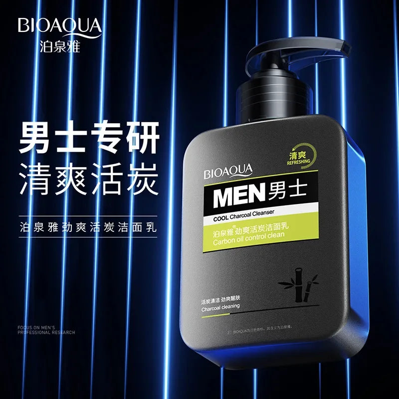 BIOAQUA Men's Charcoal Facial Cleanser Cleaning Exfoliating Face Cleaner Wash Scrub Skincare Korean Cosmetics Skin Care Products