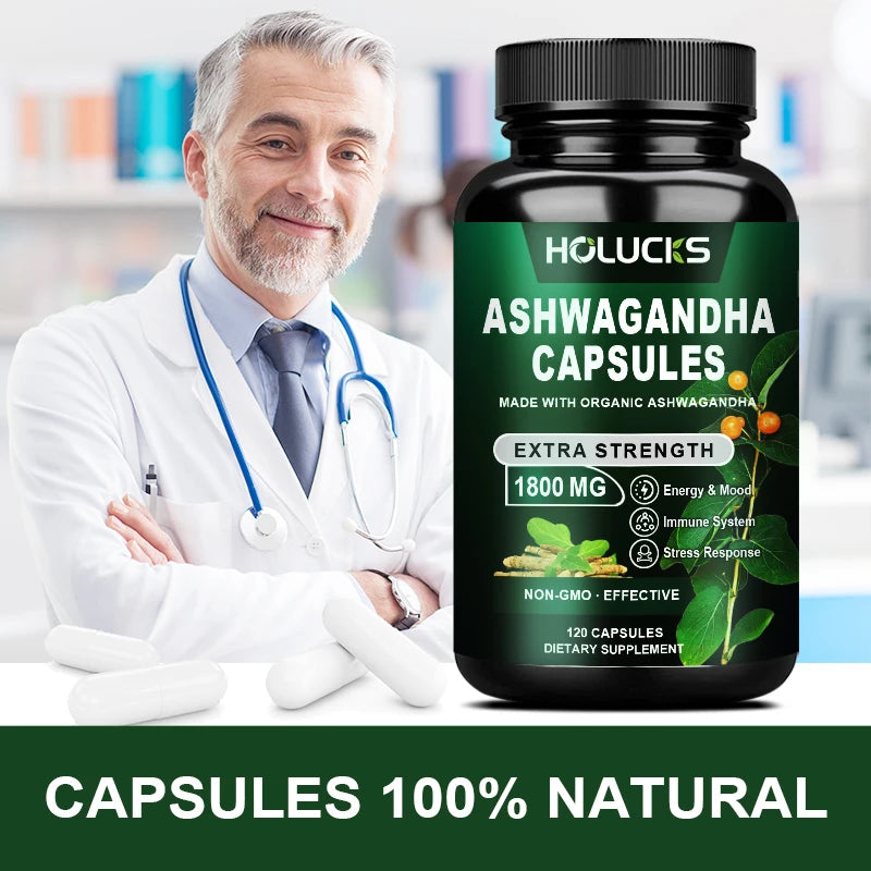 Holucks Ashwagandha Extract Anxiety Stress Support Helps Healthy Deep Sleep Rescue Insomnia Slim Belly Weight Management