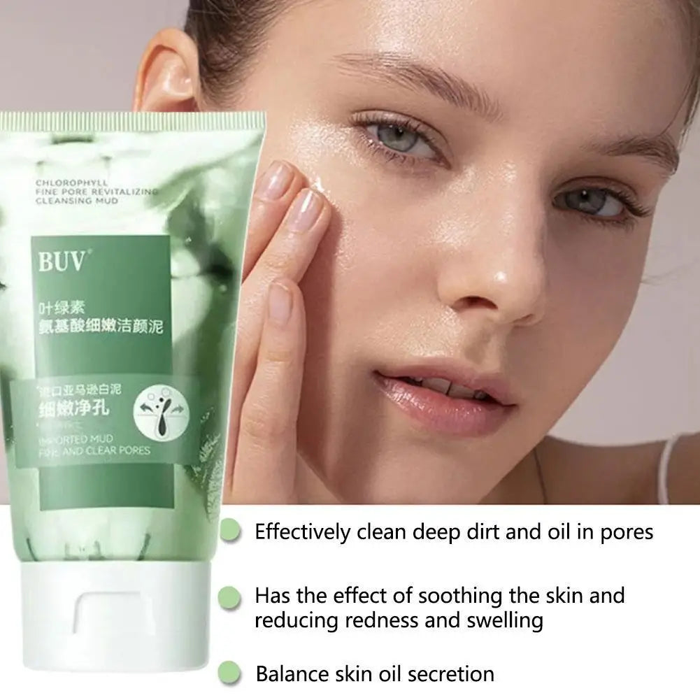 Facial Cleanser Foam Chlorophyll Amino Acid Facial Cleanser Moisturizing Oil Control Exfoliating Shrink Pores Skin Care Product
