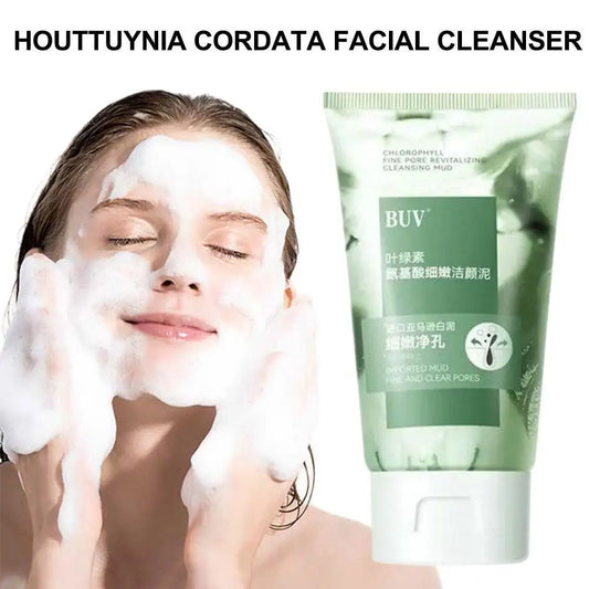 Facial Cleanser Foam Chlorophyll Amino Acid Facial Cleanser Moisturizing Oil Control Exfoliating Shrink Pores Skin Care Product