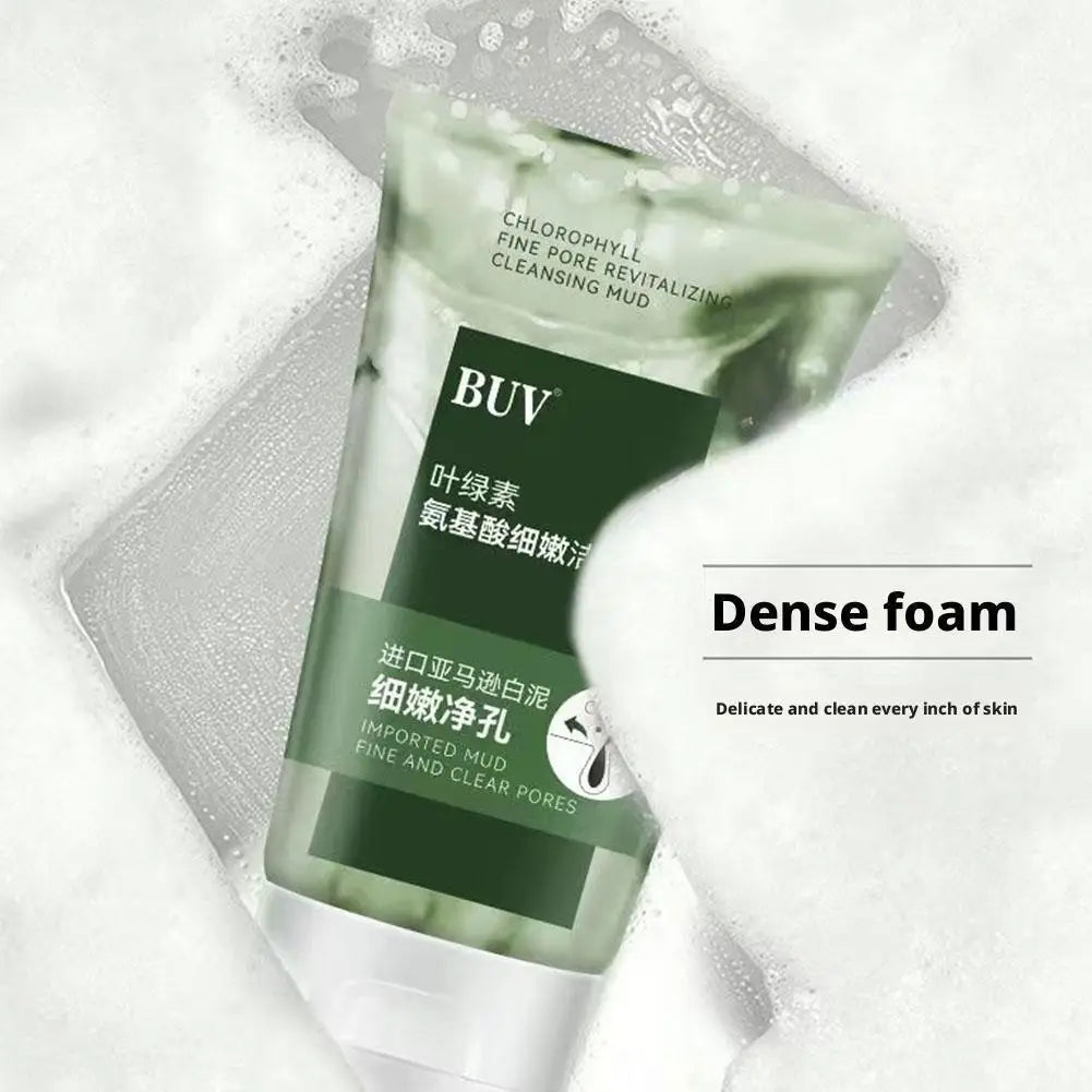 Facial Cleanser Foam Chlorophyll Amino Acid Facial Cleanser Moisturizing Oil Control Exfoliating Shrink Pores Skin Care Product