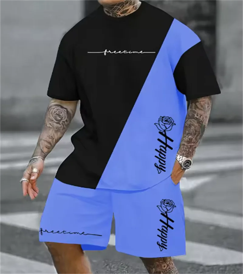 2025 Summer casual men's set 3D T-shirt + Shorts two-piece comfortable and breathable men's top printed T-shirt set
