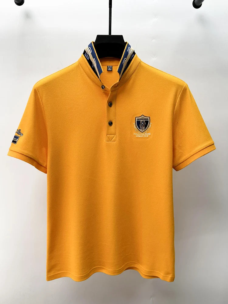 High End Luxury Brand Designer Embroidered Men's Polo Short Sleeved Summer Cotton Loose Casual Business Lapel Korean New Top