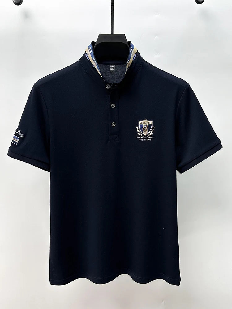 High End Luxury Brand Designer Embroidered Men's Polo Short Sleeved Summer Cotton Loose Casual Business Lapel Korean New Top