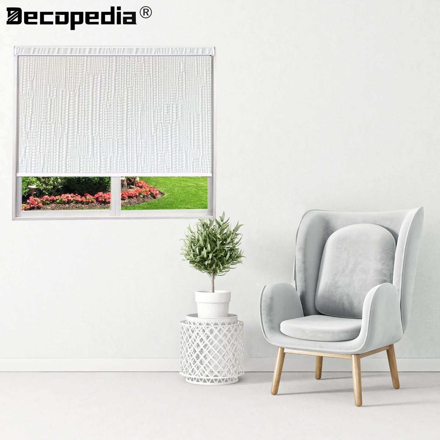 Decopedia Roller Blinds for Windows Motorized Cordless Smart Window Blinds Blackout Roller Day and Night Curtain for Living Room