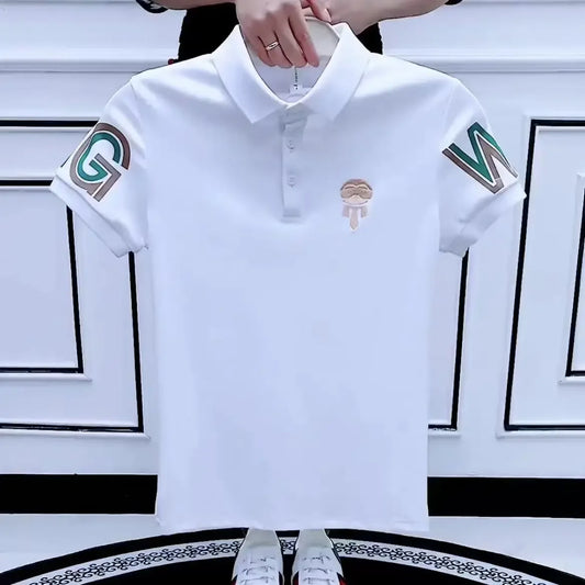 Polo Shirts Rock Top Alphabet T Shirt for Men Graphic Man with Collar Tee Motorcycle Aesthetic Cheap Clothes New in Tops & Tees