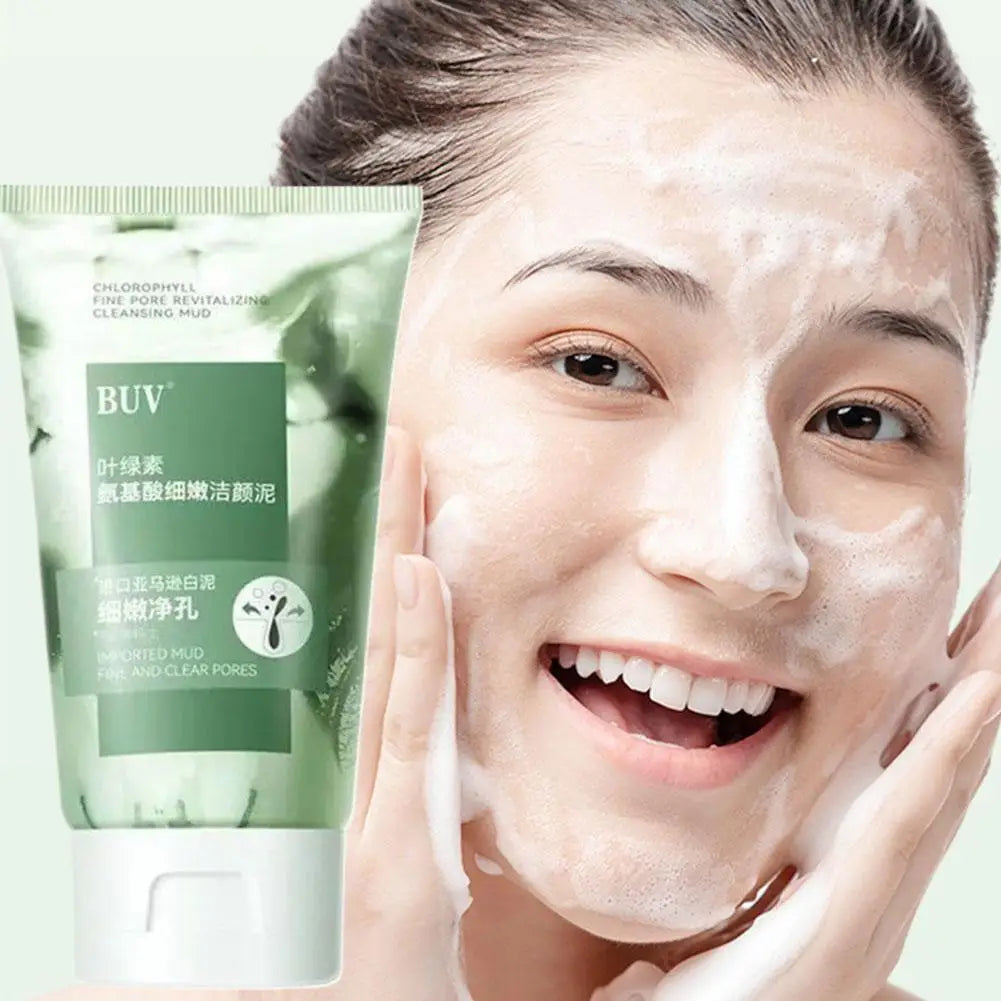 Facial Cleanser Foam Chlorophyll Amino Acid Facial Cleanser Moisturizing Oil Control Exfoliating Shrink Pores Skin Care Product