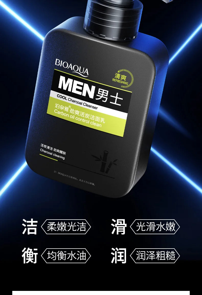 BIOAQUA Men's Charcoal Facial Cleanser Cleaning Exfoliating Face Cleaner Wash Scrub Skincare Korean Cosmetics Skin Care Products