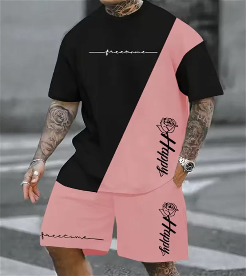 2025 Summer casual men's set 3D T-shirt + Shorts two-piece comfortable and breathable men's top printed T-shirt set
