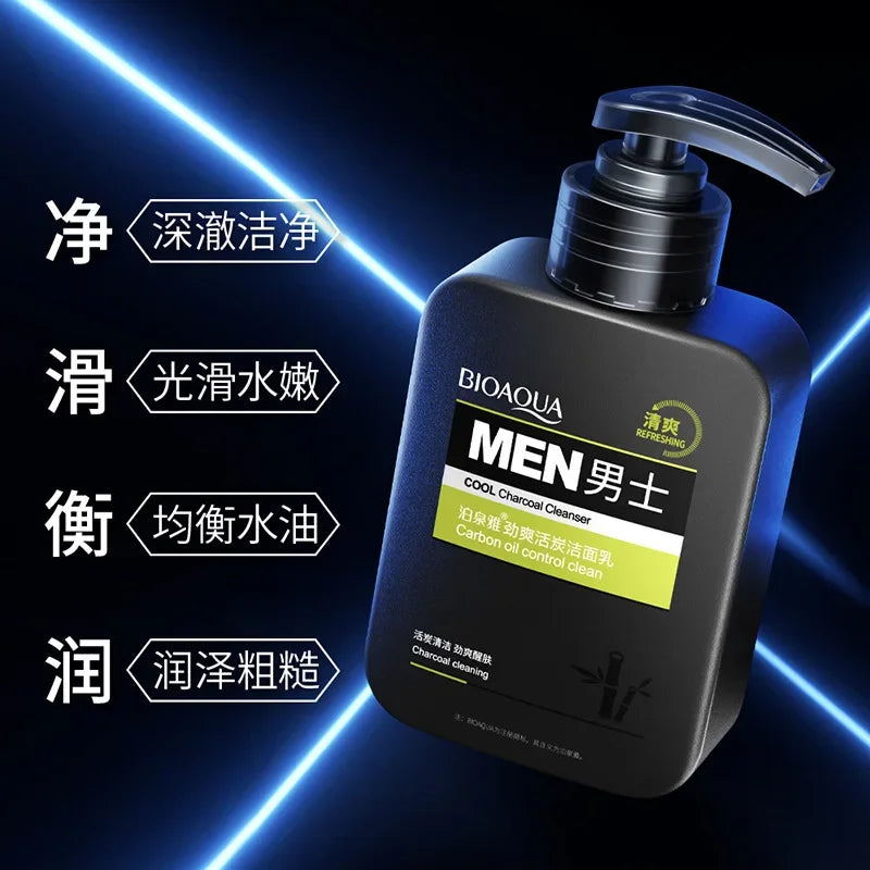 BIOAQUA Men's Charcoal Facial Cleanser Cleaning Exfoliating Face Cleaner Wash Scrub Skincare Korean Cosmetics Skin Care Products