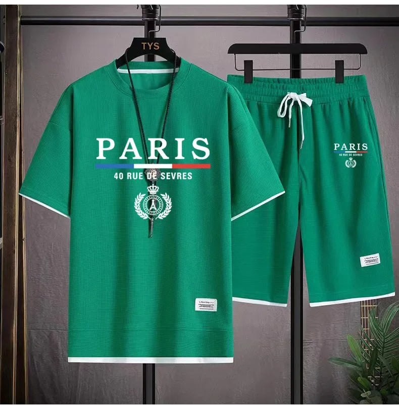 Men's and women's short sleeved sportswear, casual, breathable and comfortable shorts, summer, 2024