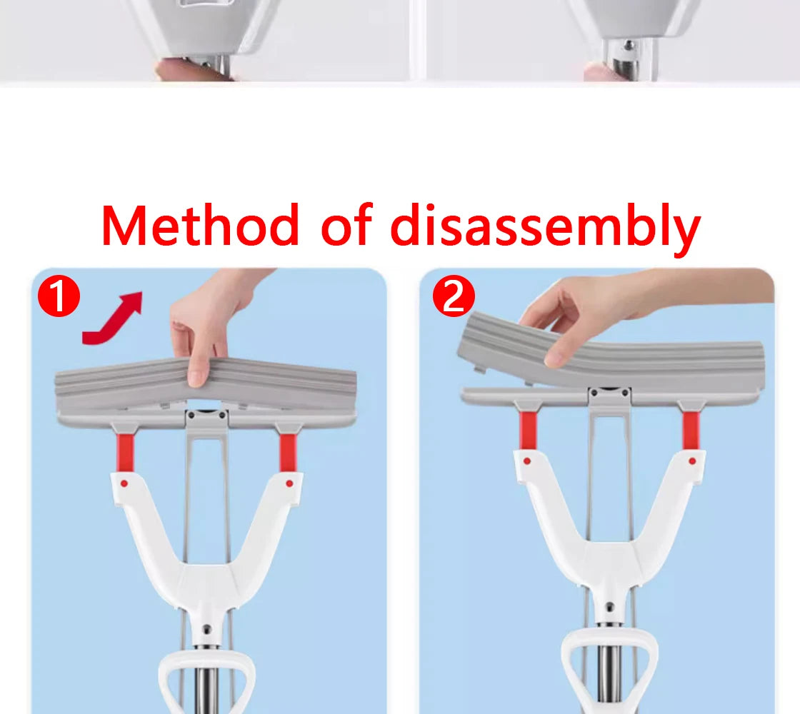 Squeezed Self Draining Rubber Cotton Mop Hand Free Magic Self-Cleaning Flat Mop Reusable Sponge Household Floor Cleaning Tool