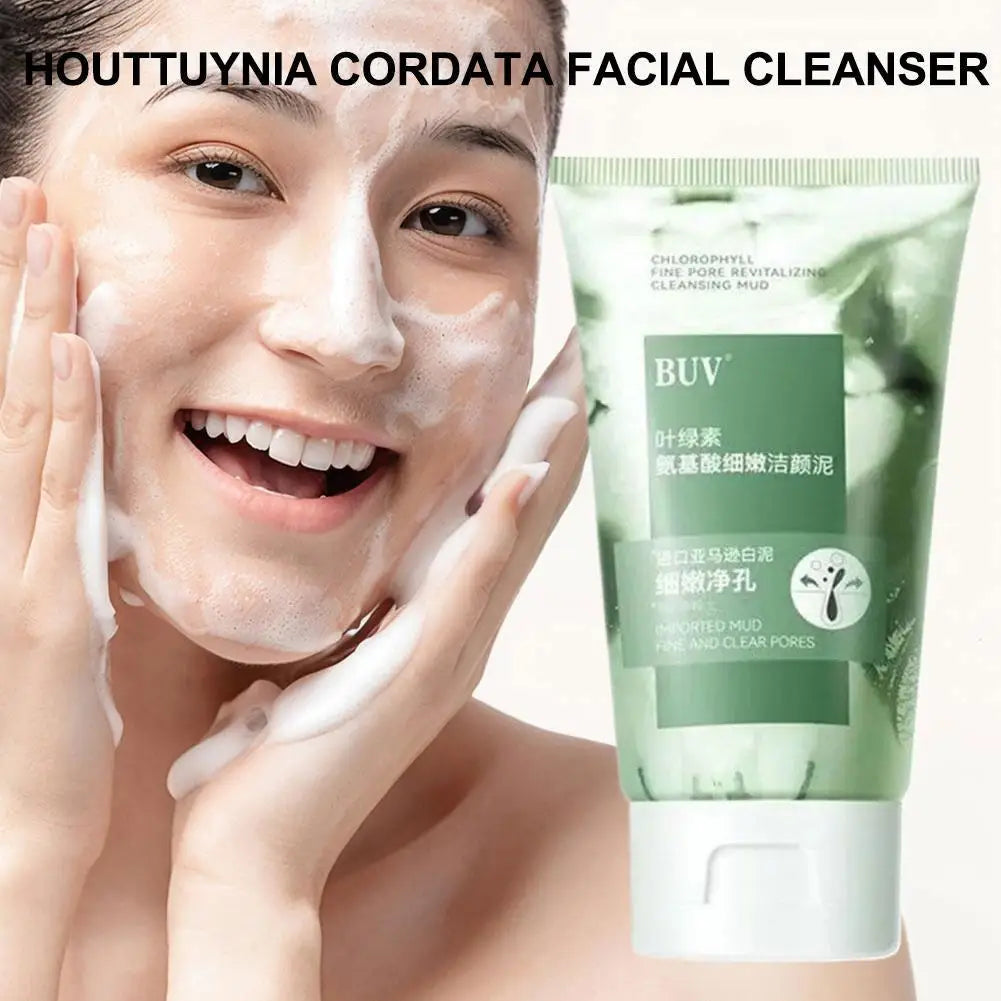 Facial Cleanser Foam Chlorophyll Amino Acid Facial Cleanser Moisturizing Oil Control Exfoliating Shrink Pores Skin Care Product